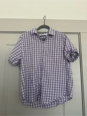 Women’s  Lavender Check Short-Sleeve Button-Up Shirt